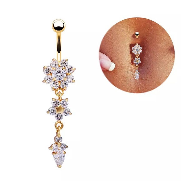Jewelry - Navel Nail Body Crystal Gold Piercing
